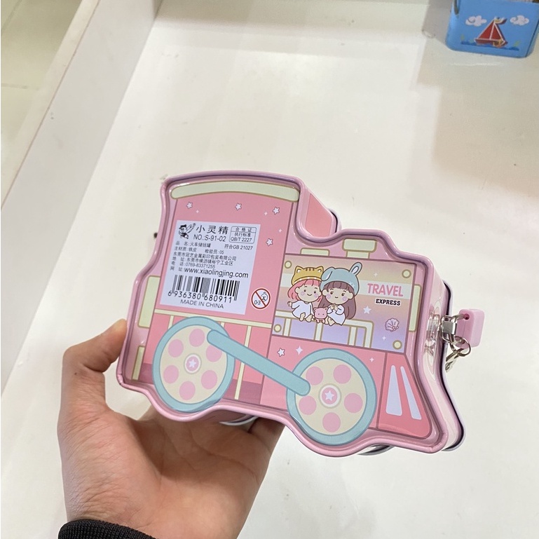 Hộp Tiết Kiệm Tiền Hình Tàu Hỏa Có Khóa - Két Sắt Mini Kích Thước 17x14x7cm