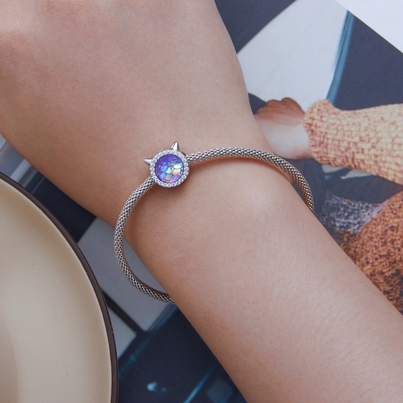 BAMOER Mặt Vòng cổ Bạc 925 Họa Tiết Vảy Cá Thời Trang DIY