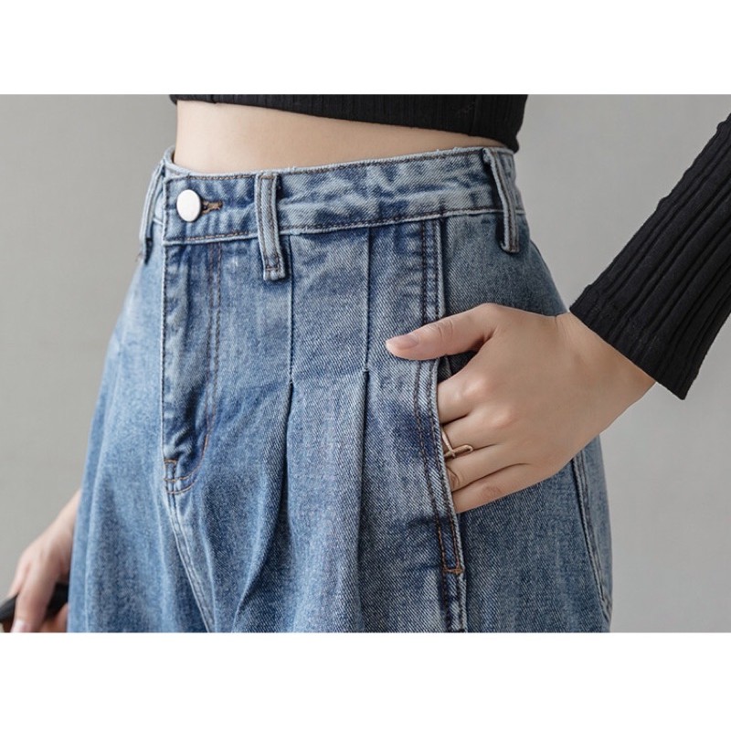[ẢNH THẬT ĐỘC QUYỀN REPLEI1986] Quần jeans suông có dây rút 113