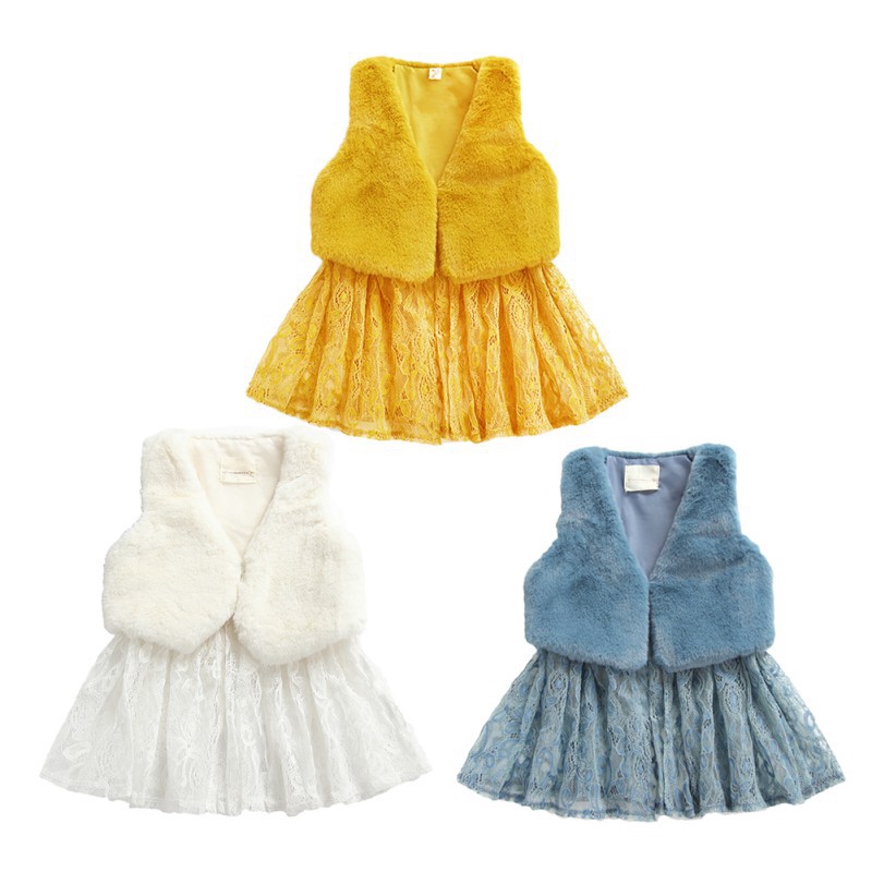 Áo khoác vest có ren thời trang mùa đông cho bé gái