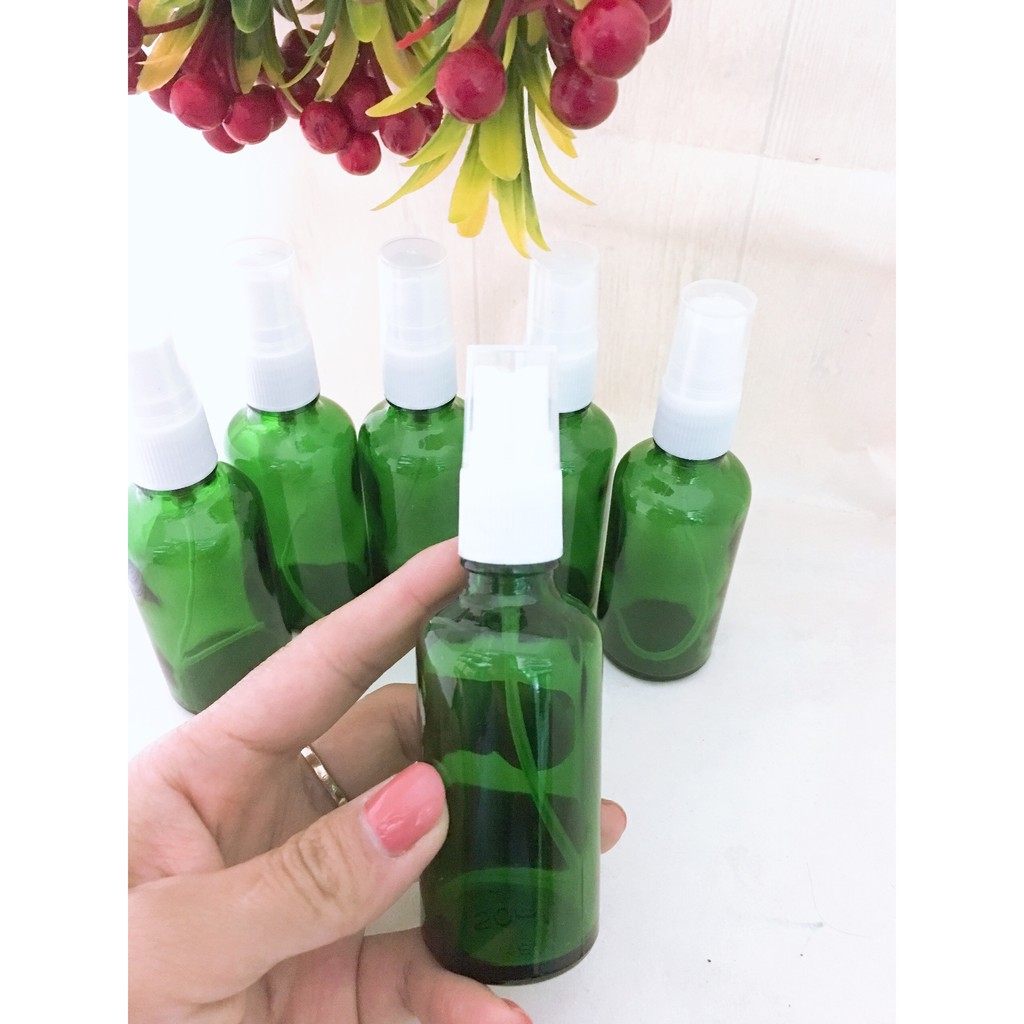 Combo 10 Lọ đựng tinh dầu 50ml màu xanh dạng xịt nắp trắng lọ 50ml