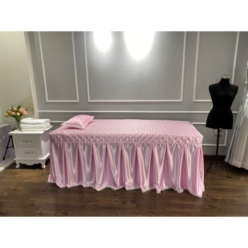 Drap ga phi lụa chần bông giường spa, massage, nail mi, phun xăm