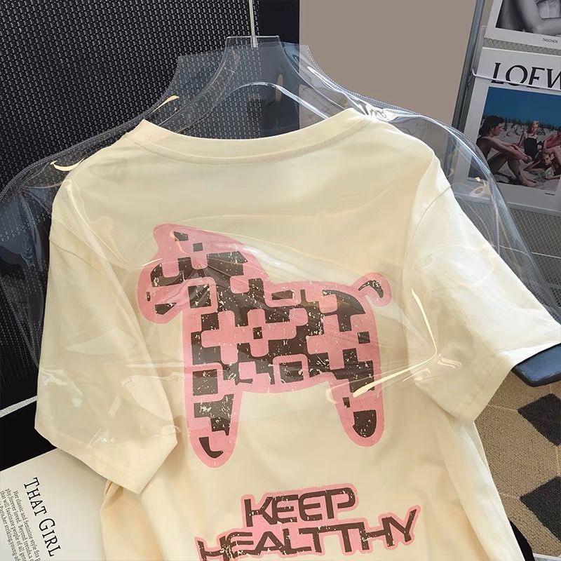 Đầm Thun Tay Ngắn Dáng Rộng In Chữ Thời Trang Mùa Hè Hàng Mới Phong Cách Hàn Quốc Cho Nữ