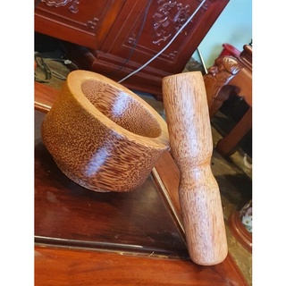 Bộ chày, cối gỗ sơ dừa