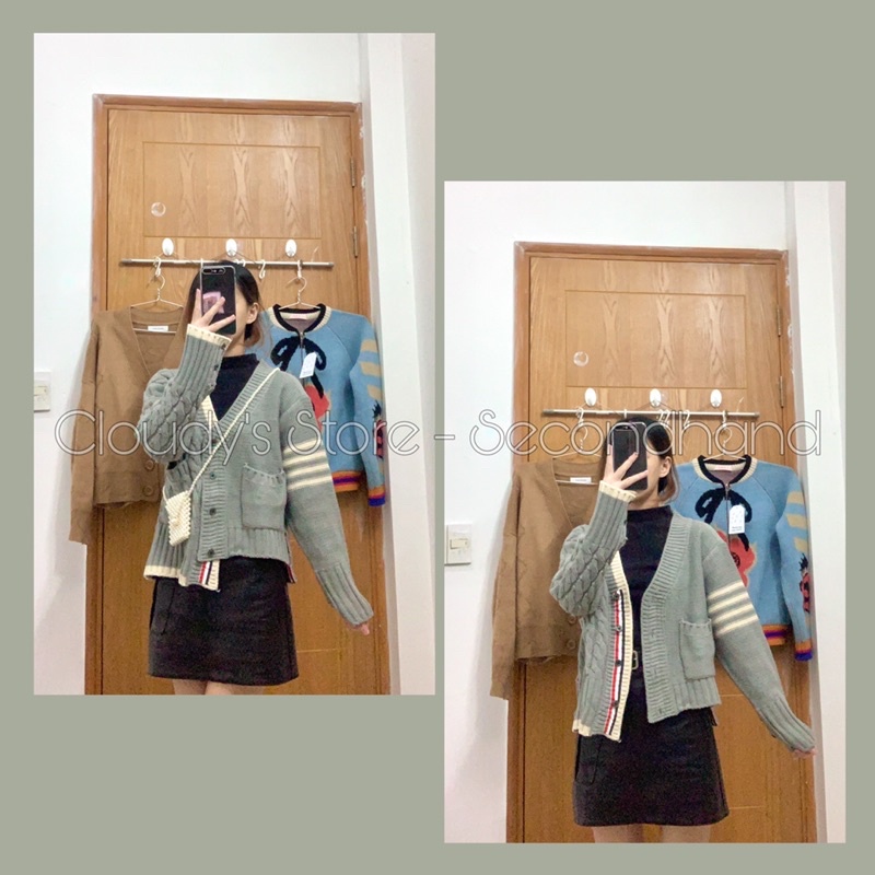 Khoác len cardigan form rộng kiểu, hoạ tiết phong cách Hàn Quốc 2hand