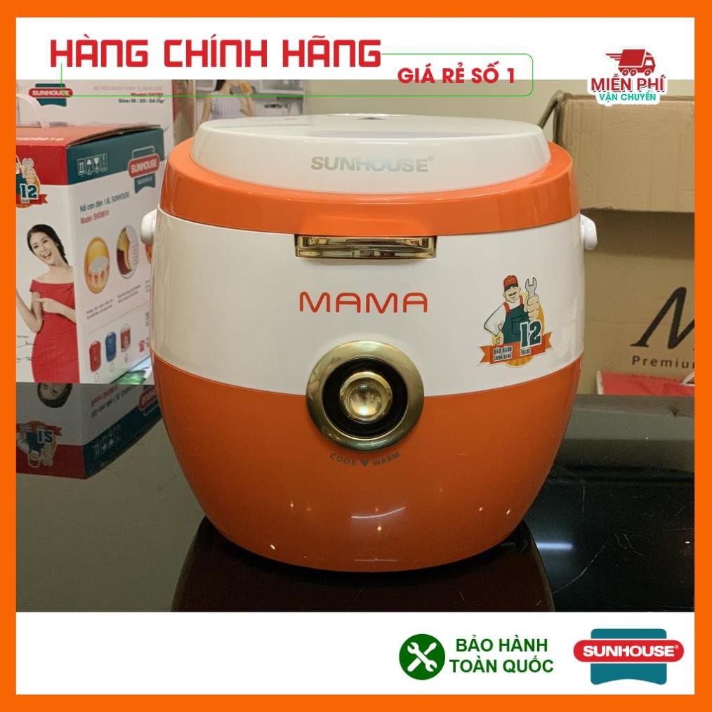 Nồi cơm điện Sunhouse Mama 1.8 lít SHD 8661, nồi cơm Sunhouse đỏ trắng, chống dính, nấu cơm ngon và mềm.