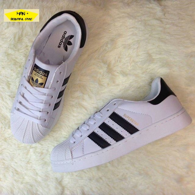 Giày thể thao adidas superstar trắng vạch đen gót đen