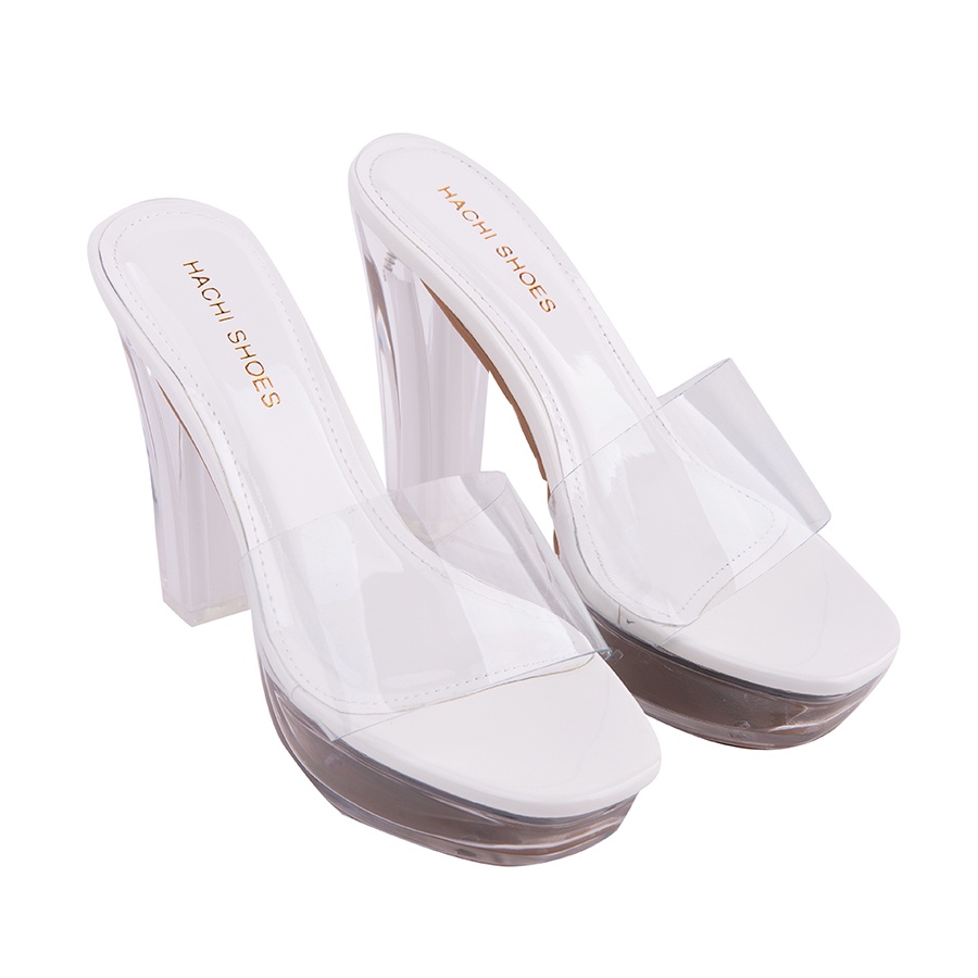 Guốc đúp quai ngang mica, quai trong gót vuông trong cao 10P VÀ 12P phân đế đúp hàng VNXK B019