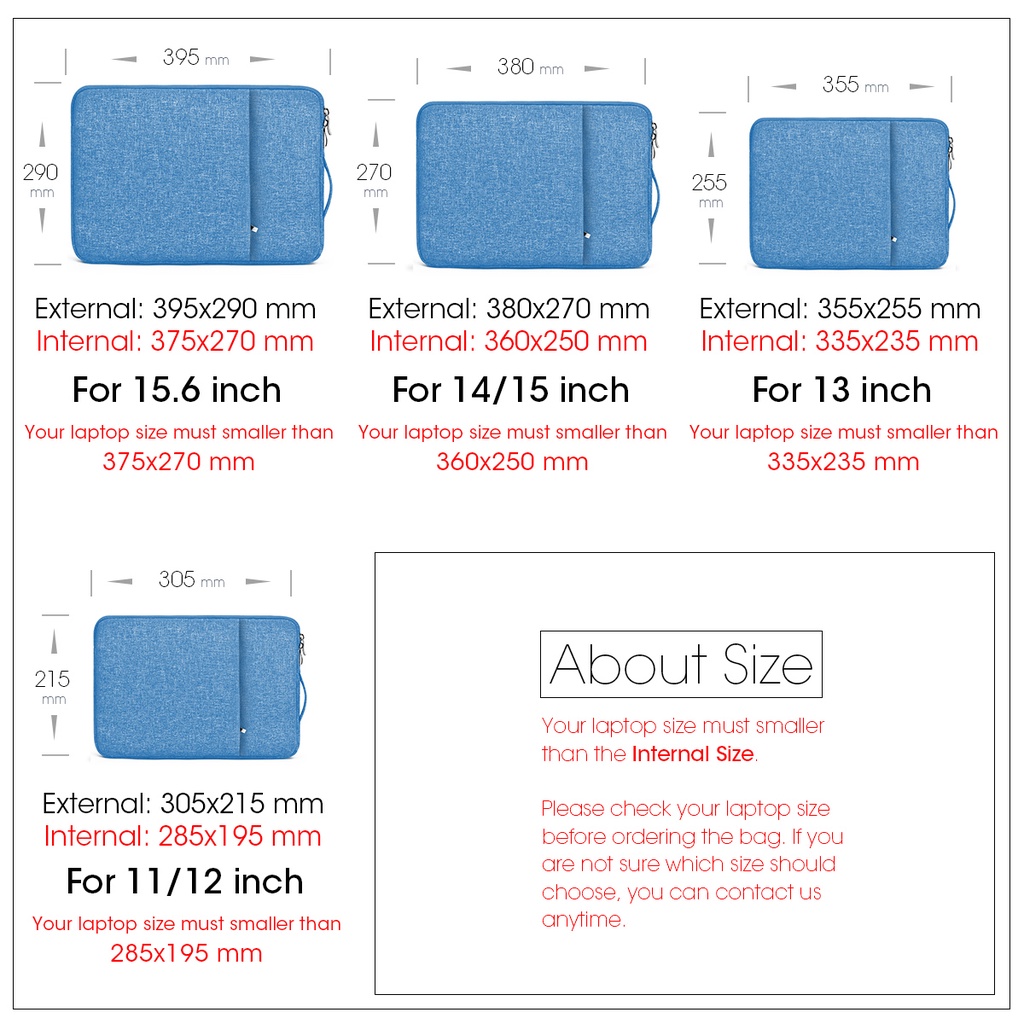 Túi Đựng Laptop Chống Thấm Nước Kích Thước 11 Inch - 15.6 Inch