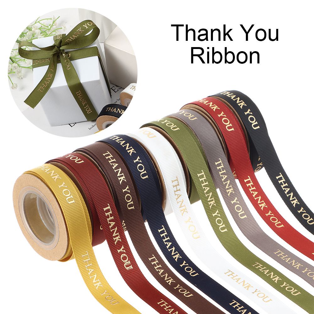 Ruy băng satin in chữ Thank You dùng trang trí hộp quà DIY