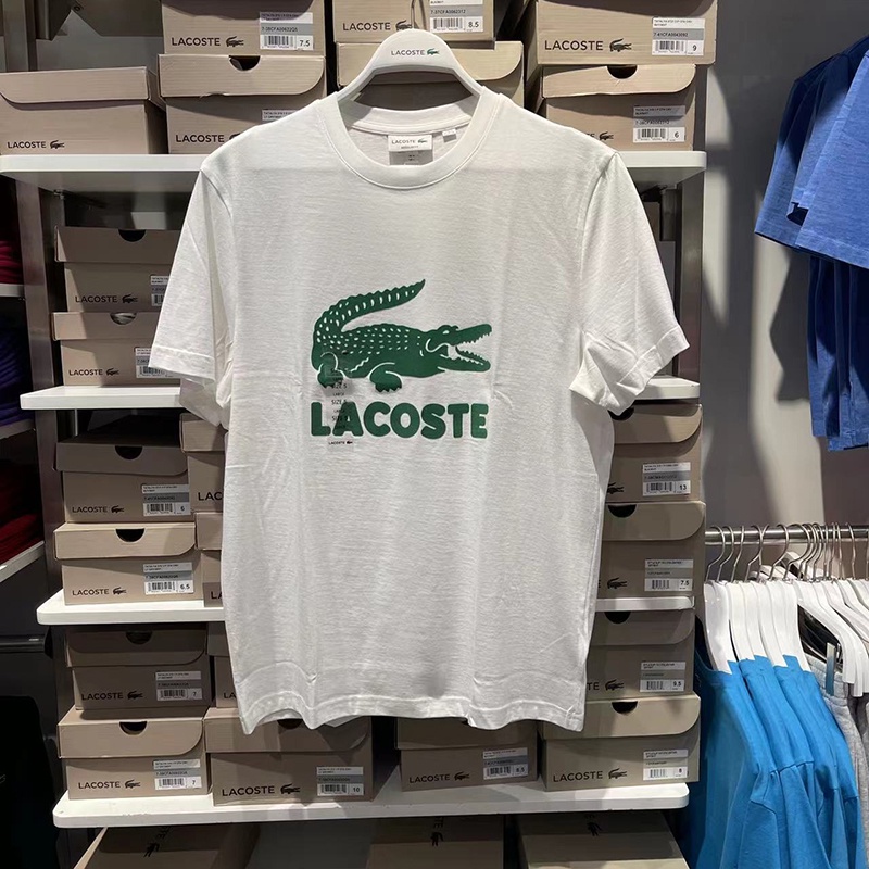 LACOSTE Áo Thun Cotton Ngắn Tay In Họa Tiết Đơn Giản Dành Cho Nam