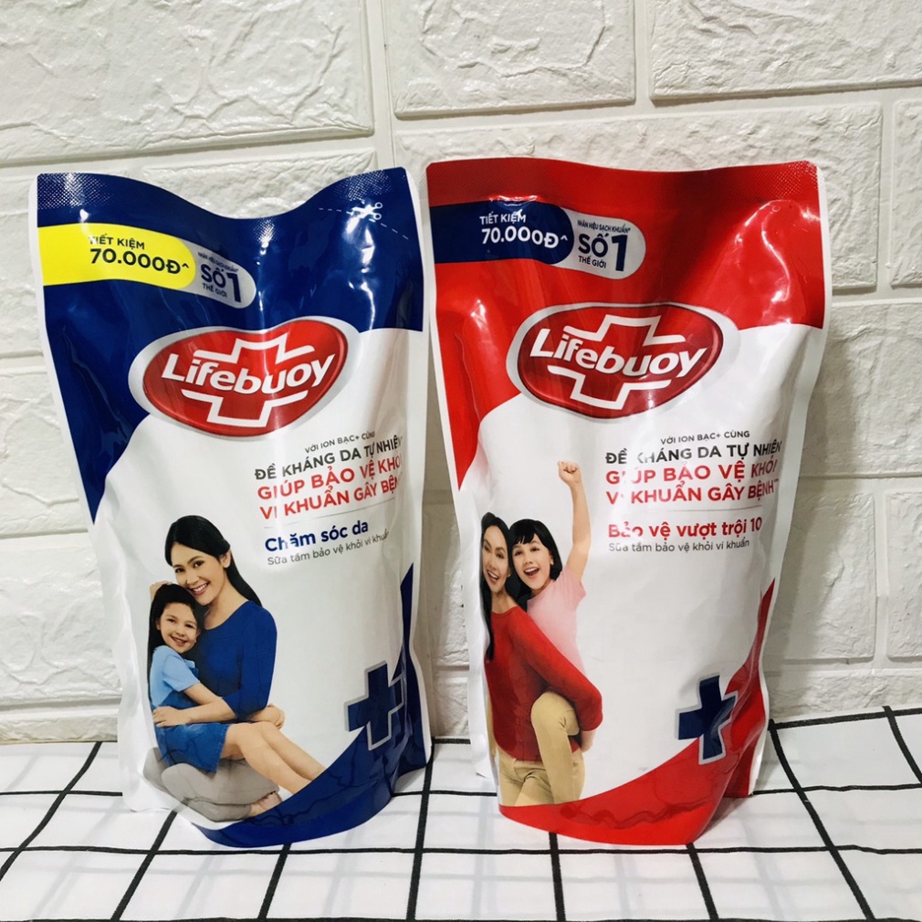 Sữa tắm Lifebuoy túi 850g dưỡng ẩm mềm mịn giúp bảo vệ khỏi 99.9% vi khuẩn và ngăn ngừa vi khuẩn lây lan trên da