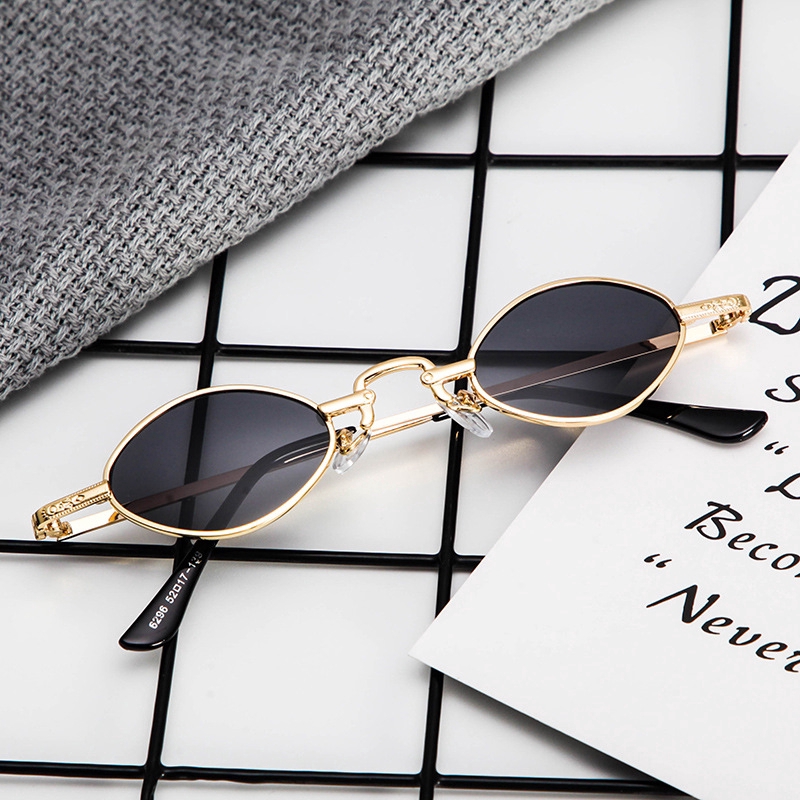 Kính mát Thời trang kim loại hình bầu dục Nam và Mỹ