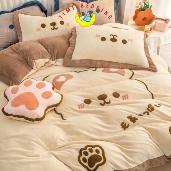 Bộ chăn ga gối nỉ nhung – Set chăn ga nỉ nhung mềm mại ấm áp 4 món - Timibedding