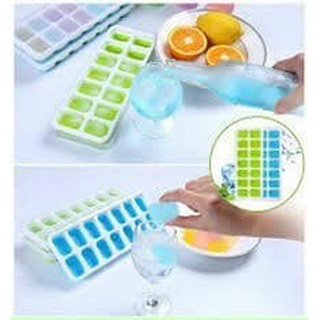 [Free Ship❤️]  KHAY LÀM ĐÁ SILICON CÓ NẮP TRÁNH BỊ MÙI TỦ LẠNH 14 VIÊN