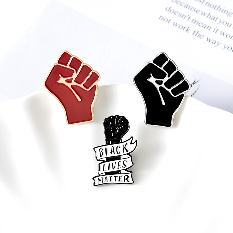 Ghim cài áo QIHE JEWELRY hoạ tiết chữ Black Lives Matter quà tặng trang sức cho bạn bè