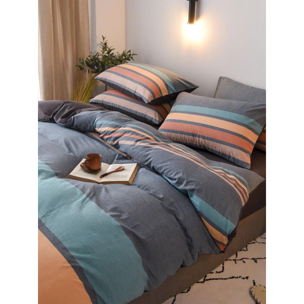Bộ chăn ga gối drap giường chất cotton poly họa tiết mix màu