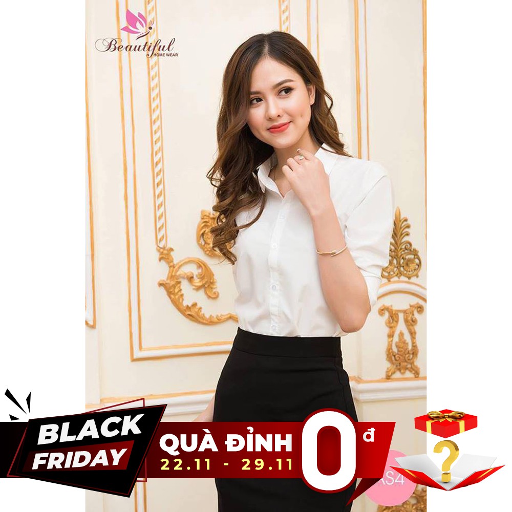 Áo sơ mi nữ trắng lụa thái - chất đẹp loại 1