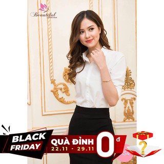 Áo sơ mi nữ trắng lụa thái - chất đẹp loại 1