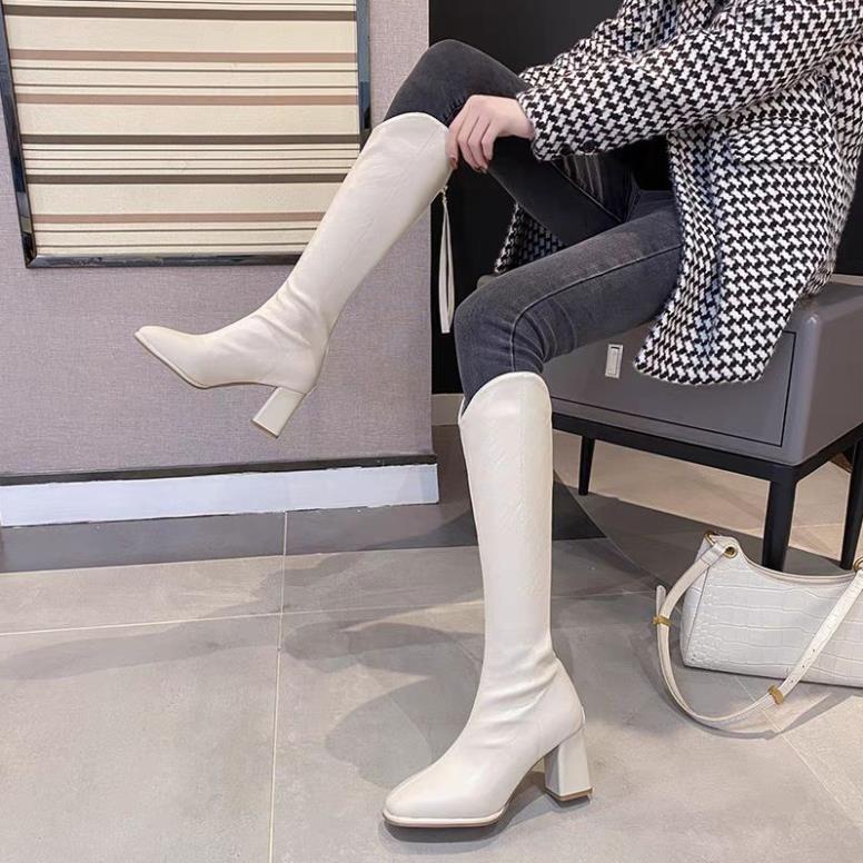 ( Sẵn sz 36-39 ) Boots đùi cổ V cao 7cm phong cách Hàn Quốc dành cho nữ, hàng quảng châu loại đẹp MOO