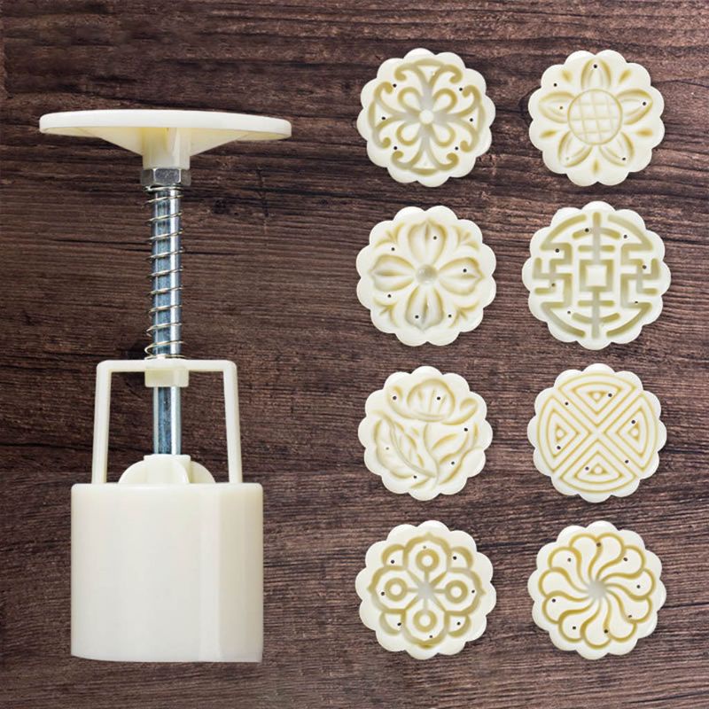 Set 8 Khuôn Nhấn Tay Làm Bánh Trung Thu 25g DIY