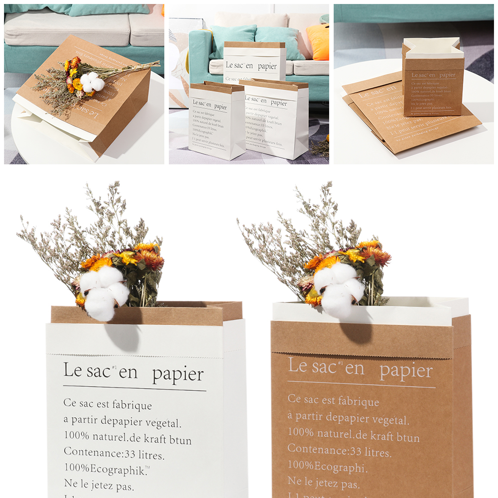 Túi giấy kraft làm chậu hoa trang trí nội thất xinh xắn