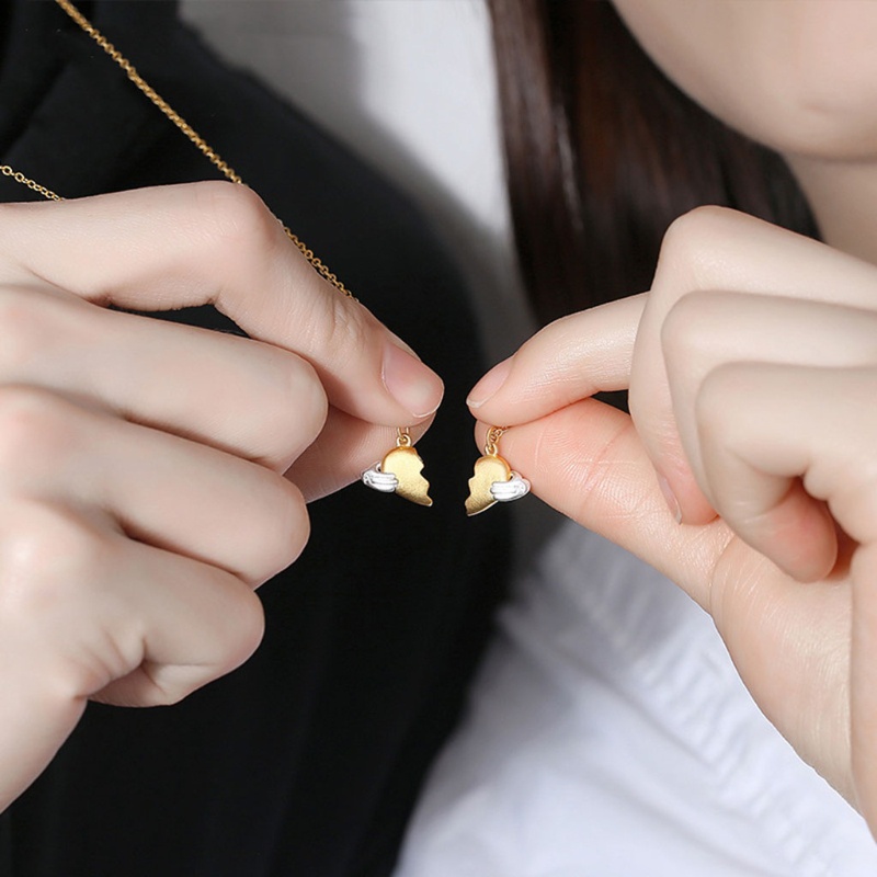 Flgo Two Souls Vòng cổ Mặt Đá Điều Ước Hình Trái Tim Từ Tính Sáng Tạo Cho Cặp Đôi