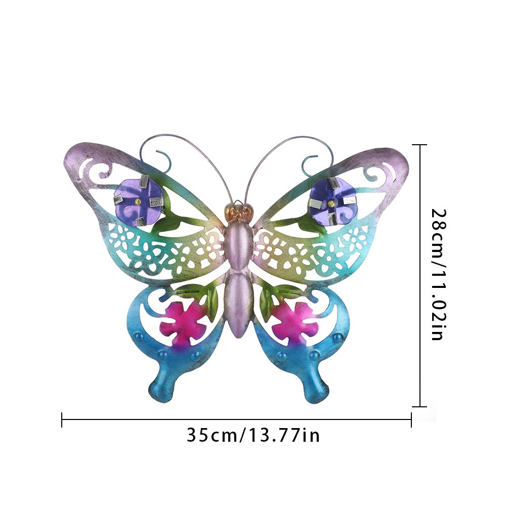 MIOSHOP Large Metal Butterfly Home Wall Art Garden Decorative 3D Beautiful Fence Ornament Courtyard Hanging Sculpture