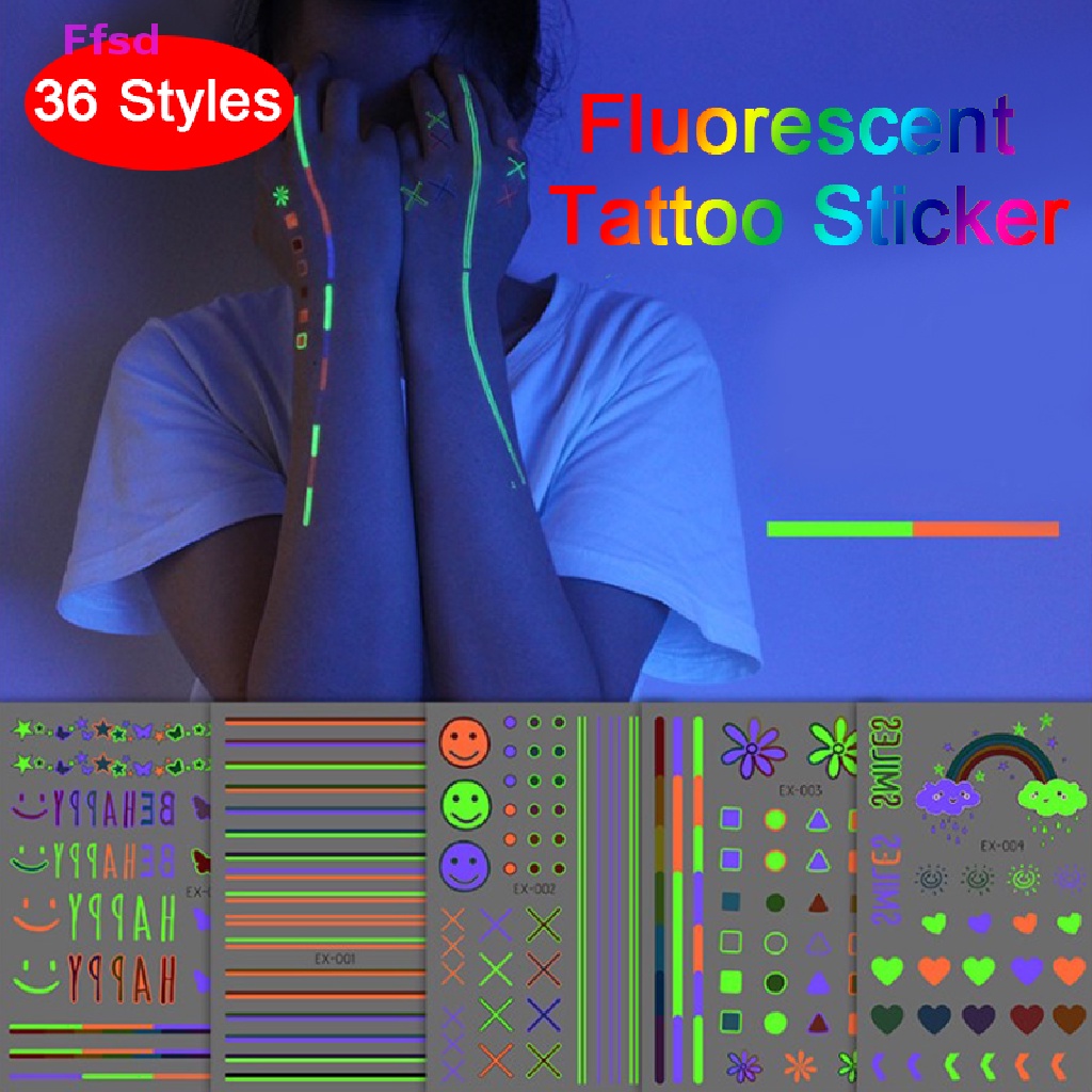 {Ffsd} Hình Xăm Dán Tạm Thời Chống Thấm Nước Phát Quang Cá Tính * Bán Chạy