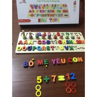 Bảng chữ cái tiếng việt và số đếm cọc đếm montessori