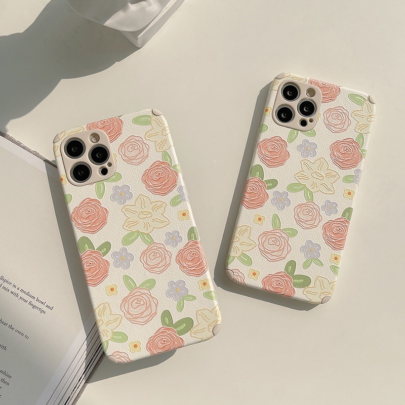 Ốp điện thoại TPU da cừu họa tiết hoa hồng dễ thương cho iPhone 11 Pro Max X Xr Xs Max 7 8Plus Se 2020 12promax 12 mini | BigBuy360 - bigbuy360.vn