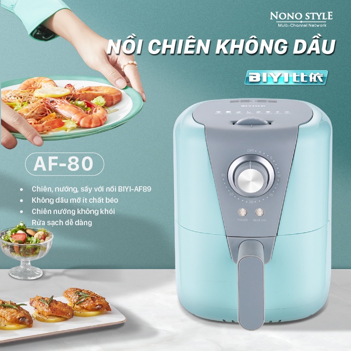 Nồi chiên không dầu mini 1.5 Lít BIYI AF89 - Nhỏ gọn tiện lợi, núm cơ sử dụng dễ dàng - BẢO HÀNH 12 THÁNG