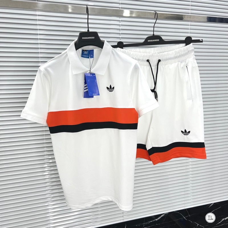 Bộ Thể Thao Nam Trắng Sọc Cam chất vải Das chơi Tennis