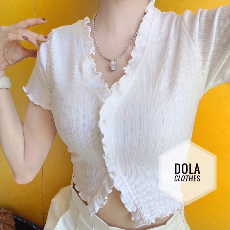 Áo Bèo Cổ V Cúc Ngọc Chất Thun Gân Co Giãn Siêu Hot Trendy