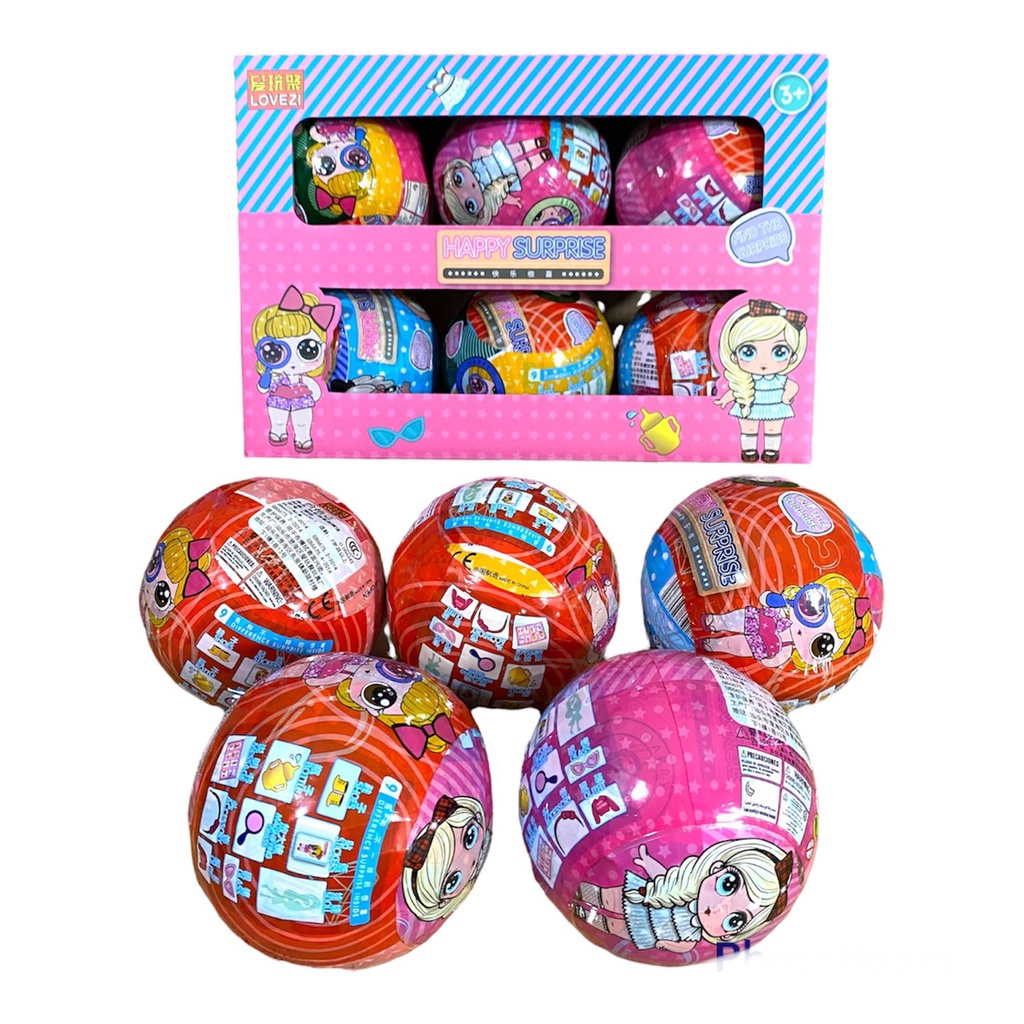 TRỨNG BÚP BÊ HAPPY SURPRISE TÓC CAO SU, MIỆNG UỐNG SỮA, VÁY ĐỔI MÀU