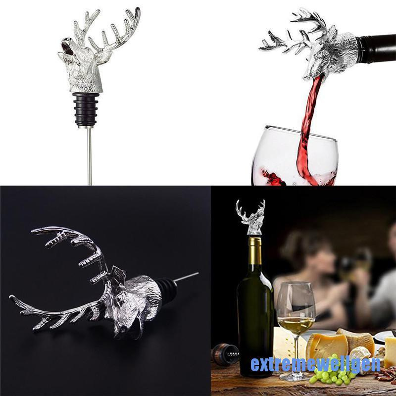 [extremewellgen 0527] Wine Bottle Sealer Cork Pourer Stopper Antler Stag Red Wine Deer Head