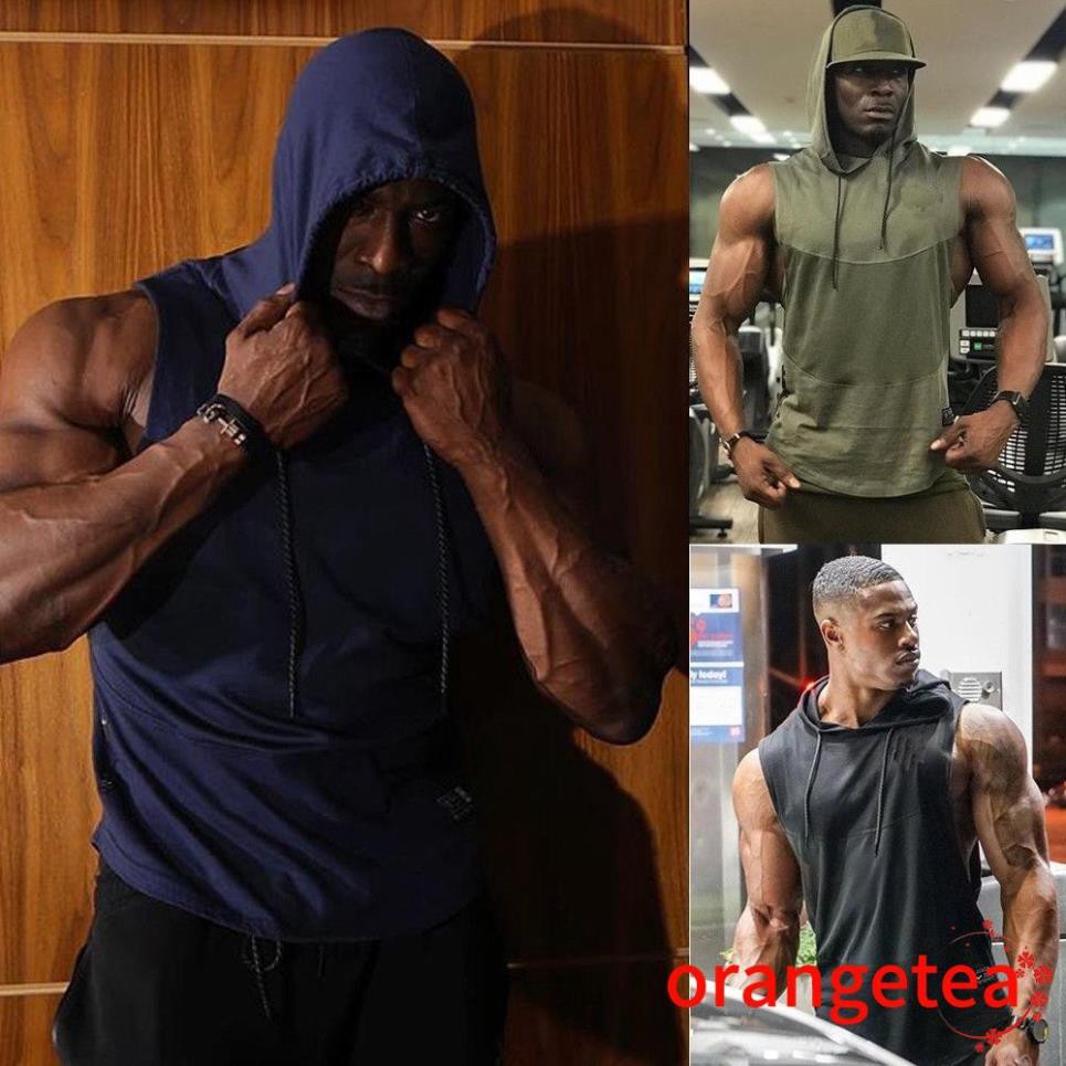 Áo hoodie sát nách dành cho nam mặc tập gym  ྇