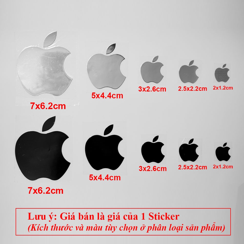 Sticker Apple kim loại mạ niken cao cấp trang trí Điện thoại, PC, Laptop