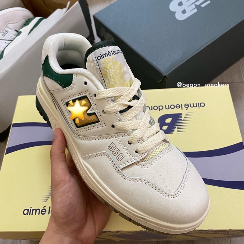 Giày Sneaker Nam Nữ N.B550 Yellow Green Full Box, Giày Thể Thao Nam Nữ Newbalanc.e550 Vàng Xanh.