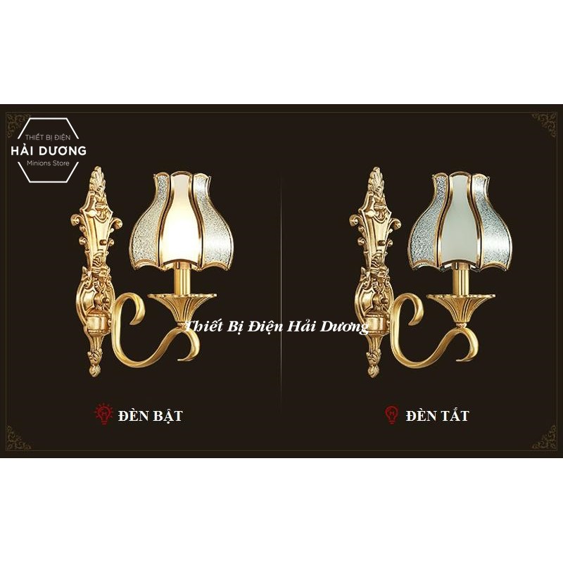 Đèn Gắn Tường Cao Cấp Đồng Nguyên Chất Trang Trí Cổ Điển - B0821 - Đui E14 - Đã bao gồm bóng