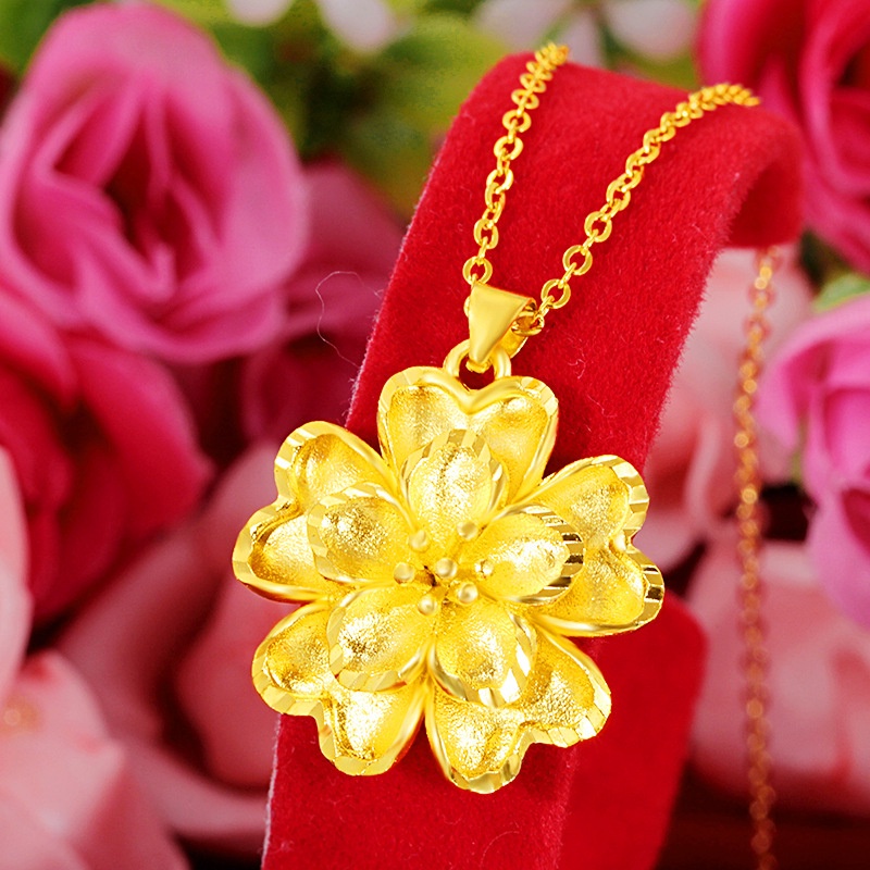 Mặt Dây Chuyền Bằng Đồng Thau Mạ Vàng 24k Hình Hoa Sen Dễ Thương