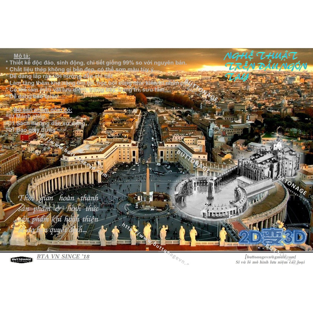 Mô Hình Lắp Ghép kim Loại 3D Vương Cung Thánh Đường Thánh Phêrô