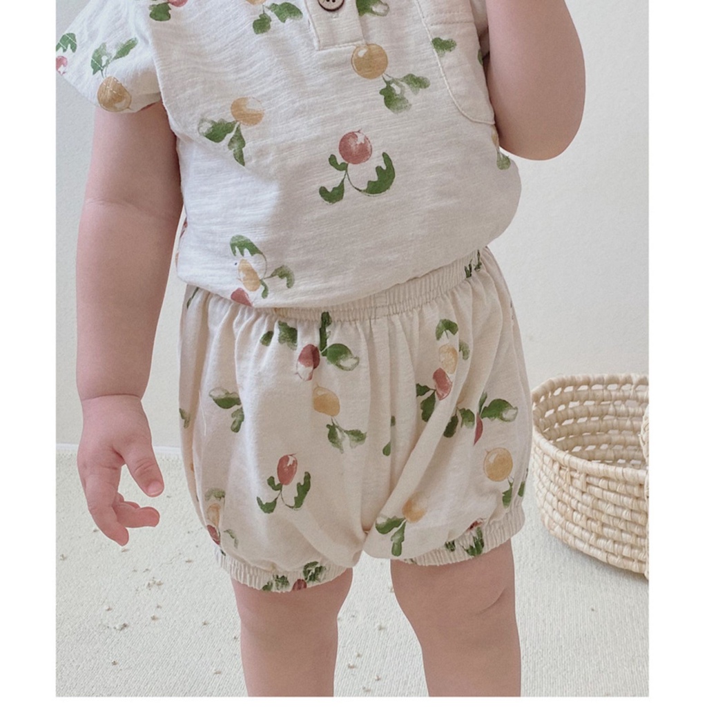 Set Áo Thun Tay Ngắn Phối Quần Short Vải Cotton Thời Trang Hè Cá Tính Dành Cho Bé