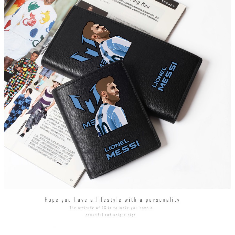 Ví Ngắn In Hình Cầu Thủ Bóng Đá Messi Cho Nam