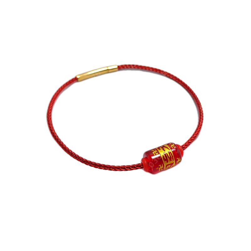 Vòng tay lu thống khắc chú Ommani dây cáp khóa bấm bền đẹp