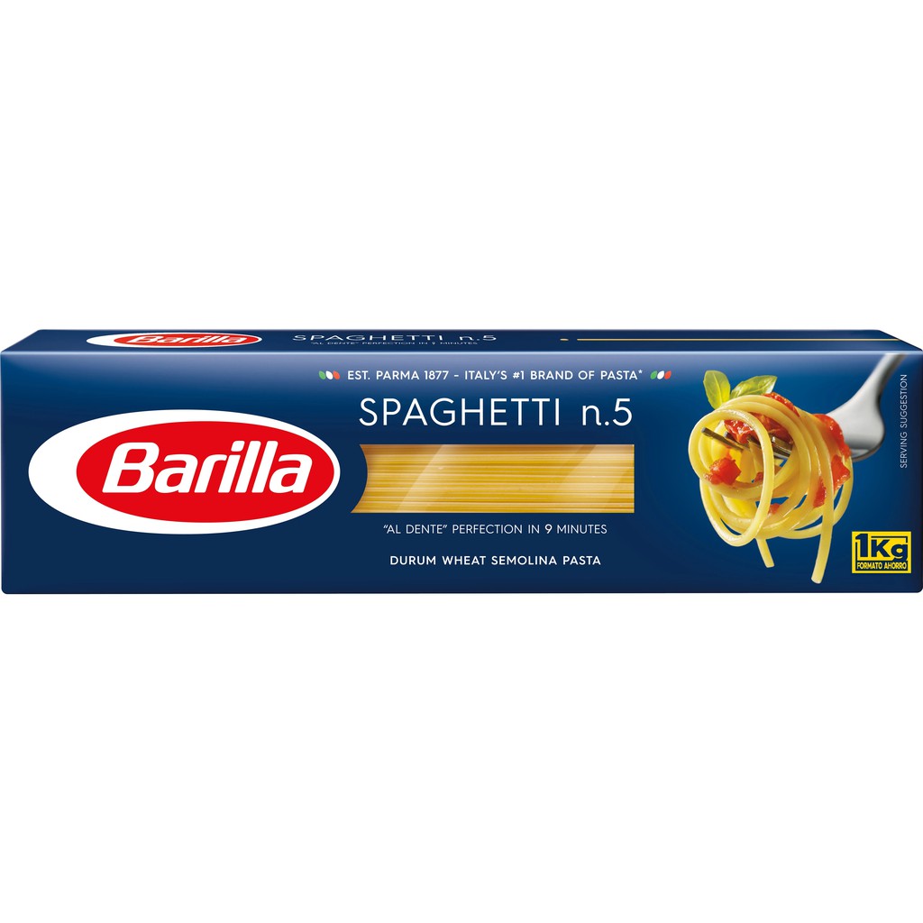 Mỳ Barilla sợi hình ống các cỡ Spaghetti hộp 1kg