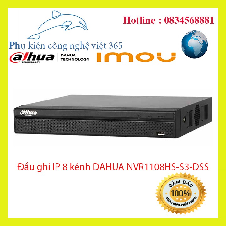 Đầu ghi IP 8 kênh DAHUA NVR1108HS-S3-DSS bảo hành chính hãng 2 năm