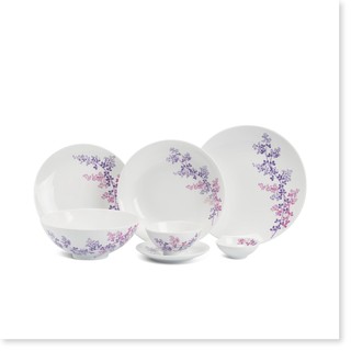 Bộ chén dĩa sứ Minh Long 24 sản phẩm Daisy Cỏ tím dùng cho gia đình, sứ đẹp cao cấp dùng đãi khách, tặng quà tết - bộ bà