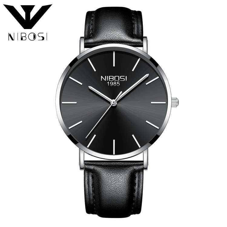 [ xả kho ]  ĐỒNG HỒ NAM NIBOSI 2316 DÂY DA TẶNG ĐỒNG HỒ LEDDE THỜI TRANG