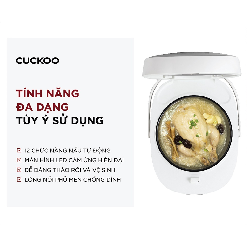 Nồi cơm điện tử Cuckoo 1.08L CR-0690F nhiều chế độ nấu,- Bảo hành 2 năm